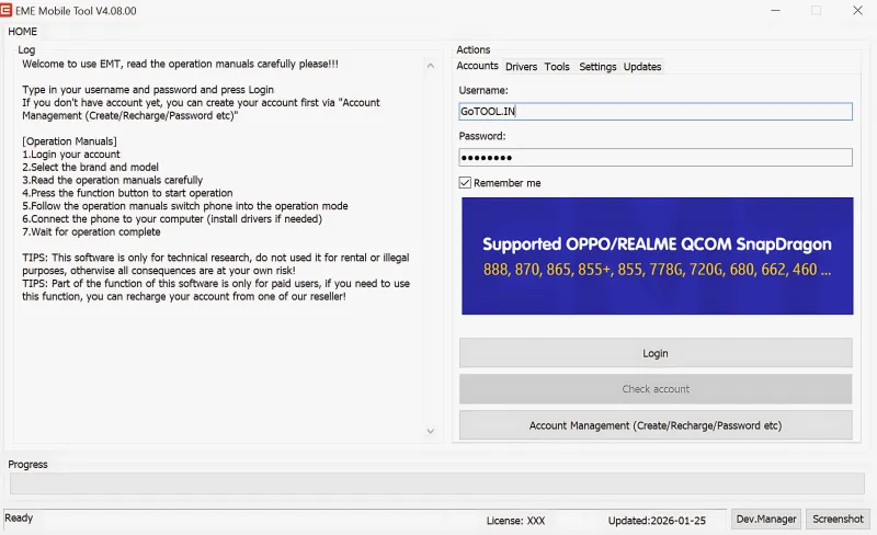 EMT Tool Dashboard Interface